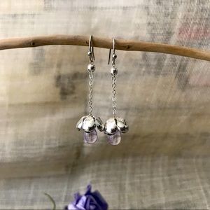Minimalism flower crystal dangle drop earring